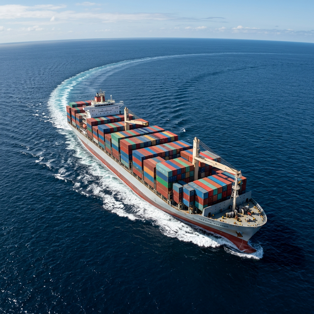 Container ship at sea